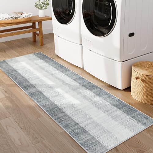 Lahome Grey Modern Ombre Runner Rug 2x6, Washable Hallway Carpet - image 3
