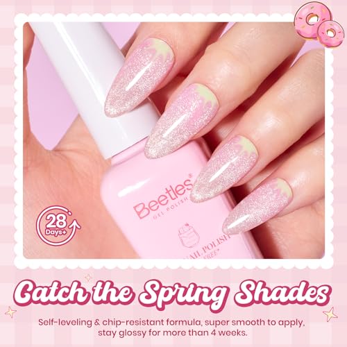 Image of Beetles Pastel Gel Polish Set - Taste of HEMA-FREE Gel, 6 Colors 9ML Pastel Pink Yellow Color Polish Set UV LED Lamp Salon DIY at Home Nails Gifts for Women