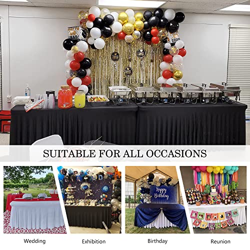 ManMengJi One-Piece Table Cover and Skirts for Rectangle Tables, 6FT Spandex Fitted Tablecloth with Ruffles Skirt for Weddings, Banquets, Parties, Vendors (Black 2Pack) by ManMengJi - Image 7
