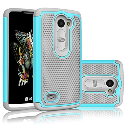Tekcoo LG Leon Case, LG Tribute 2 Case, (TM) [Tmajor Series] [Turquoise/Grey] Shock Absorbing Plastic Soft Bumper Impact Defender Slim Hard Case Cover for LG Leon, Tribute 2, Power, Risio, Destiny