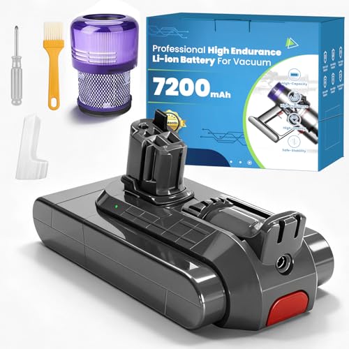 7200mAh Long Lasting SV15 V11 Click-in Battery Replacement Compatible for Dyson 970425-01, 970938-01, SV15/SV18/V15/V11 Animal,Fluffy Extra,Torque Drive Extra,V11 Click-in/V15 Detect Vacuum Cleaners