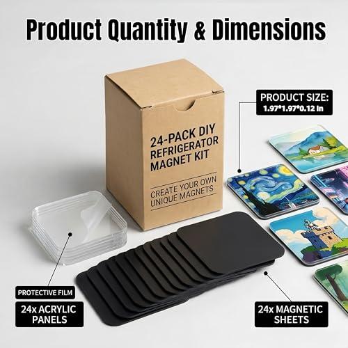 Kit de 24 imanes acrílicos transparentes cuadrados miniatura 3