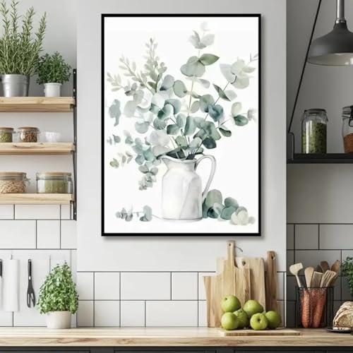 Affiches botaniques vertes grand cadre 70 x 90 cm triptyque