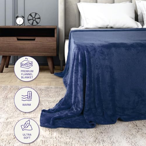 Image of Wakefit Premium Flannel Solid Single Bed Blanket (86x60 Inch) | 200 GSM Reversible Lightweight Soft Polyester Blanket for Bed, Sofa, Couch, Travel & Camping | Gentle Machine Washable | Blue