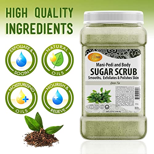 Spa Redi - Sugar Body Scrub, Green Tea, 128 Oz - Exfoliating, Moisturizing, Hydrating And Nourishing, Glow, Polish, Smooth And Fresh Skin - Body Exfoliator #TOP4