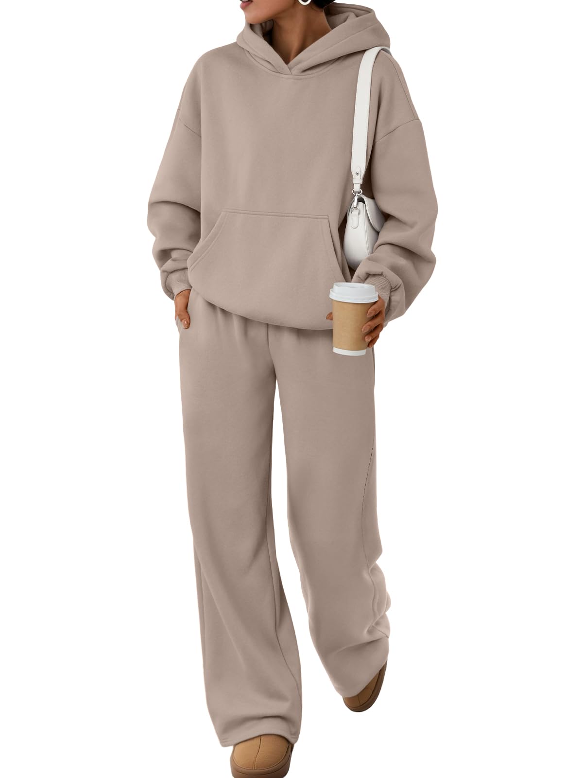 Trendy Queen Womens Oversized Hoodie Wide Leg Pants 2 Piece Lounge Set