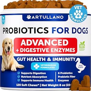 Probiotics for Dogs – Support Gut Health, Itchy Skin, Allergies, Immunity, Yeast Balance – Dog Probiotics and Digestive Enzymes with Prebiotics – Reduce Diarrhea, Gas – 120 Probiotic Chews for Dogs