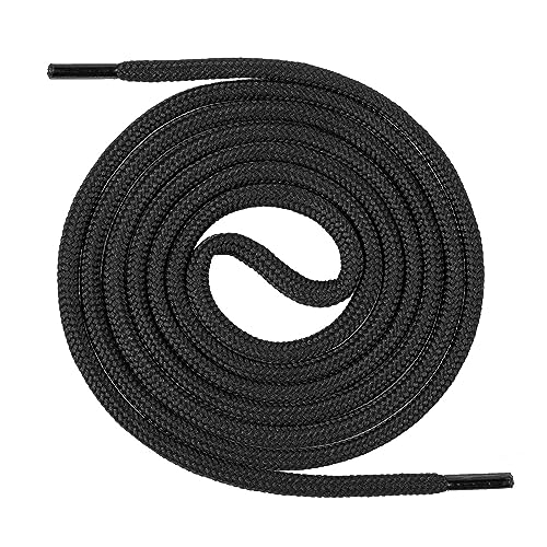 Mount Swiss Runda skosnören av slitstark polyester, 4,5 mm, diameter 4,5 mm, för trekkingskor, arbete, bergs- och vandringsskor, längd 70–220 cm, vit (1 styck), svart, 180 cm / ø 4,5mm