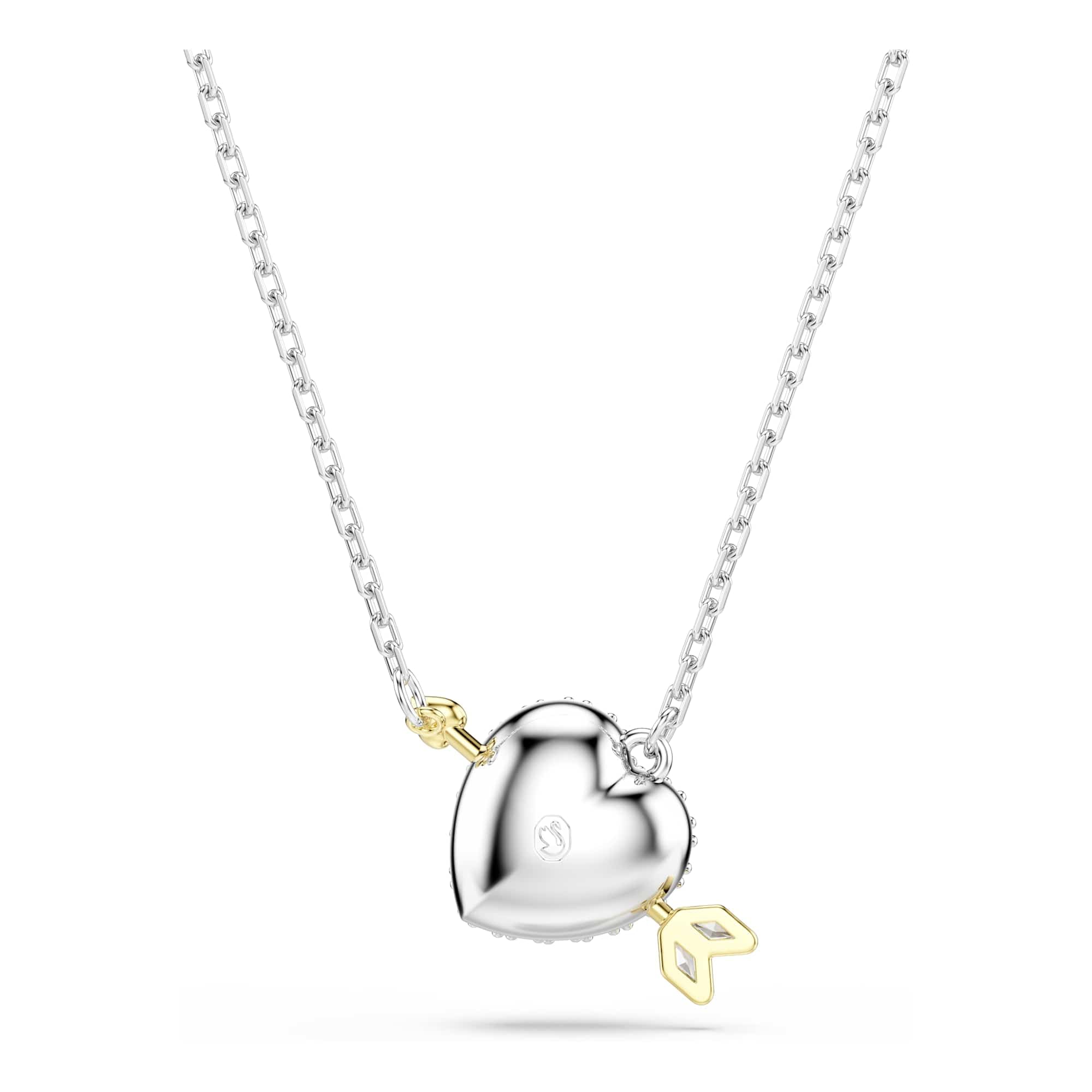 Swarovski Wisiorek Idyllia, Szlify różnorodne, Serce, Biały, Wykończenie z różnobarwnych metali