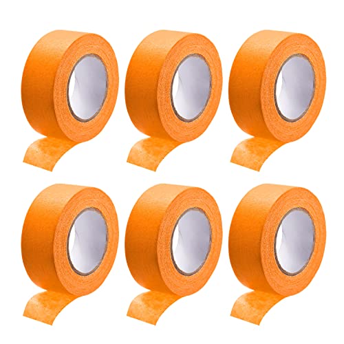 DMiotech 6Pcs 1 inch x 21 Yards Masking Tape Painters Tape Rolls for Crafts, Labeling, DIY Decorative Orange
