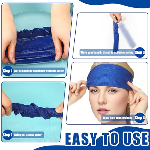 Image of 5pcs Summer Cooling Headbands for Men Stretchy Workout Sports Sweatbands Absorb Chill Cool Hairband for Hot Weather Running Golf Athletic