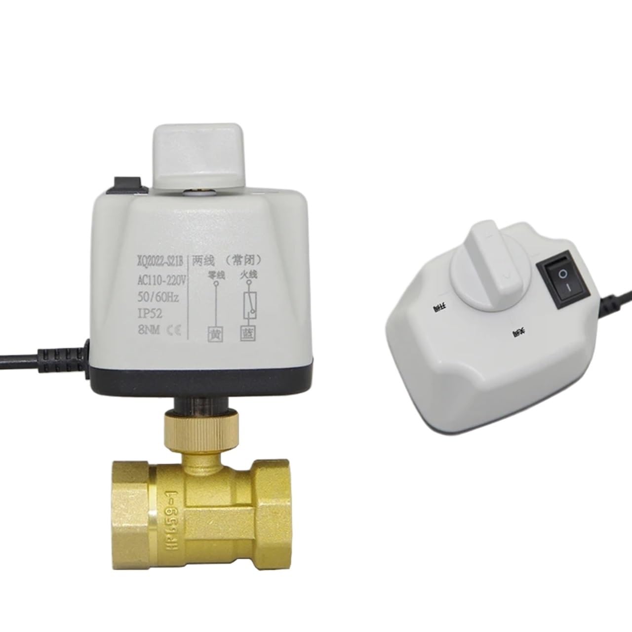 VSPPJYFG 1/2" 3/4" 1" 2" Motorized Ball Valve With Manual Switch Brass 2-Wire DN15 DN20 DN25 DN50 Electric Ball Valve 220V 110V 24V 12V(12VDC-NORMALLY CLOSED,1 Inch)