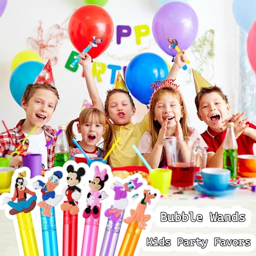 image for barini 48Pcs Mouse Mini Bubble Wands for Kids Mouse Party Favors 6 Cut