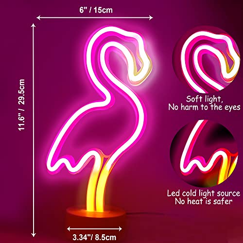 Image of YSMNDE Flamingo Neon Sign, Pink LED Light Sign for Bedroom Girls Room Decor, USB /Battery Operation Night Lights, Pink Flamingo Decor for Wedding, Party Decor, Birthday, Mothers Day Gifts