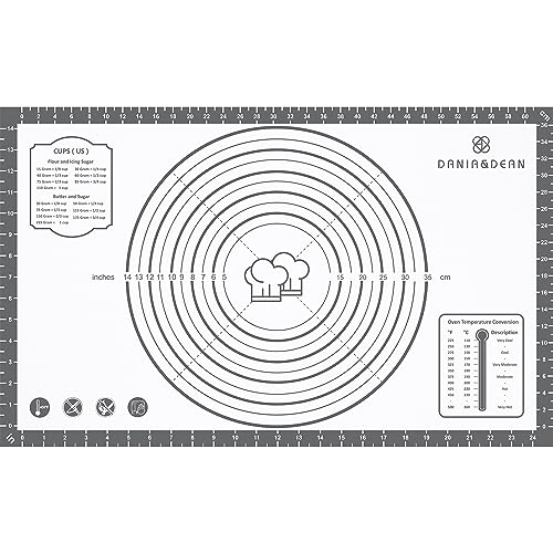 Image of Silicone Mat, 26 x 16inch Extra Large Non-stick Pastry Baking Mat with Measurement, Resuable Thick Cookie Sheet Counter Mat, Dough Rolling Mat, Oven Liner, Fondant /Pie Crust Mat