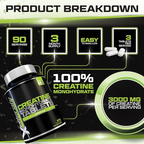 Creatine Monohydrate Tablets 3000mg 270 Vegan Creatine Tablets 3 Month Supply Pre Workout