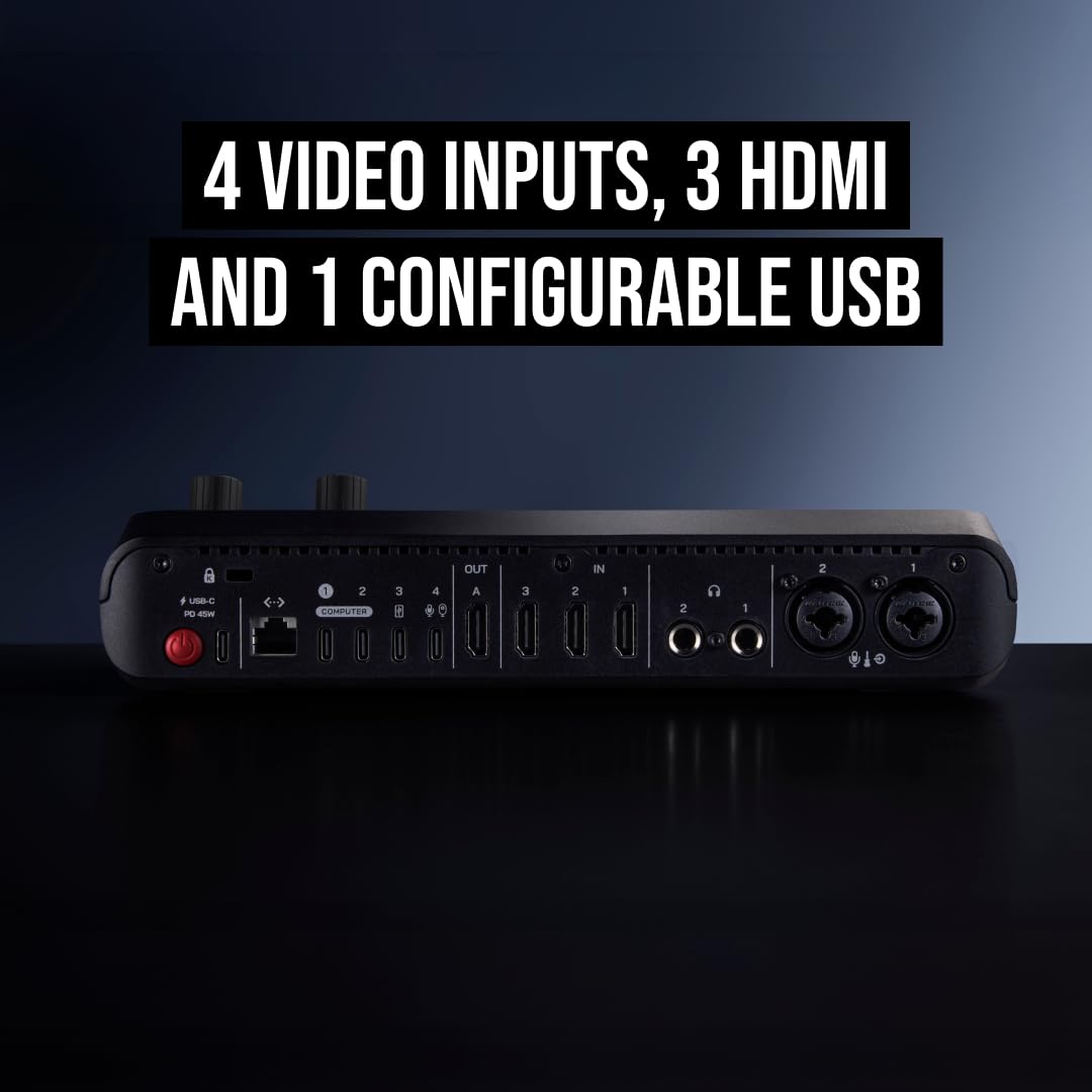 RØDE RØDECaster Video S – Video switcher per podcast e interfaccia audio – multi-camera, 4 ingressi video (HDMI e USB), 1080p60, scene da più sorgenti