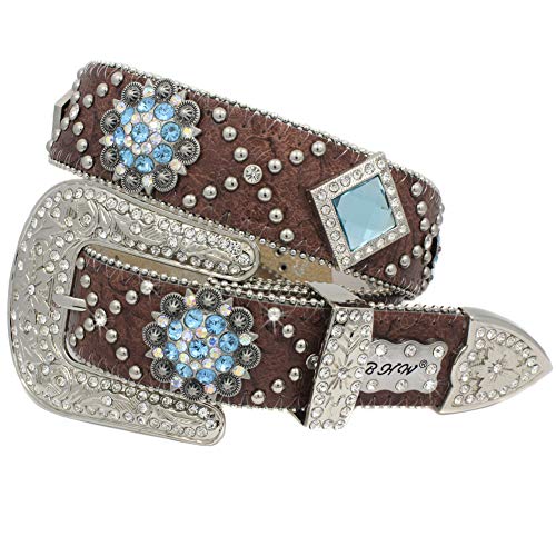 1313 Exotic White Brindle Cowgirl Bling Gürtel Rodeo Gürtel Übergrößen Westerngürtel für Cowgirls, 1322-braun-blau, Small Cover