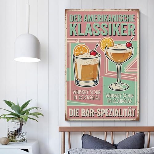 Poster de cocktail Whiskey Sour décoration murale vintage moderne - 5