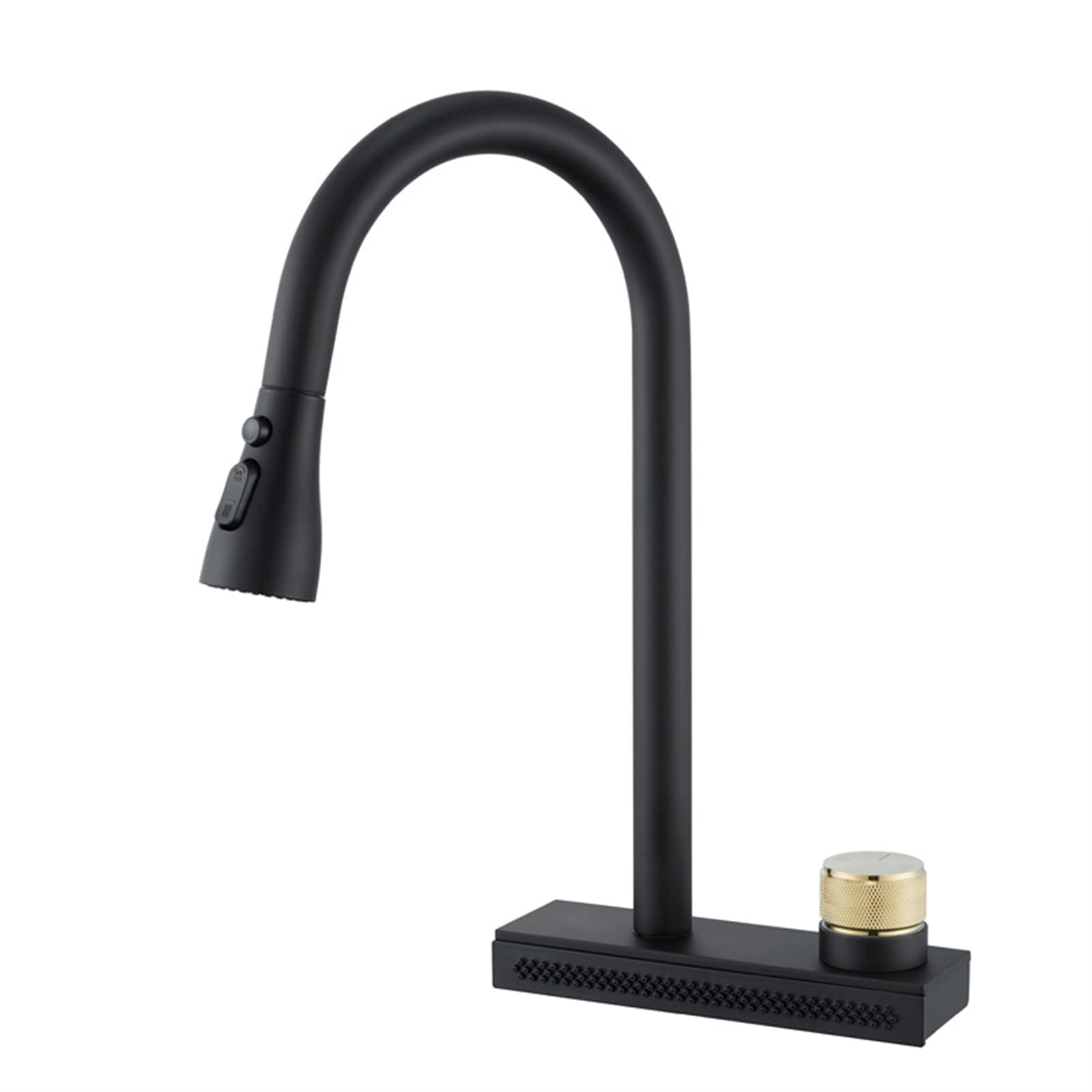 Mitigeur d'évier monotrou noir au design cascade élégant et finitions haut de gamme