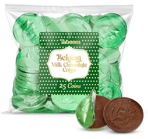 Belgian Green Chocolate Coins - 25 Foil Wrapped St. Patrick's Day Milk Chocolate Candy Coins For...