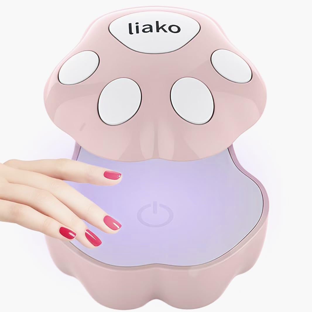 Liako Cat-Shaped UV LED Nail Lamp 16W Mini Dryer for Gel Polish, Compact USB Type-C, 60s Timer, Portable, Safe & Nail-Friendly, Ideal Gift for Nail Art Lovers