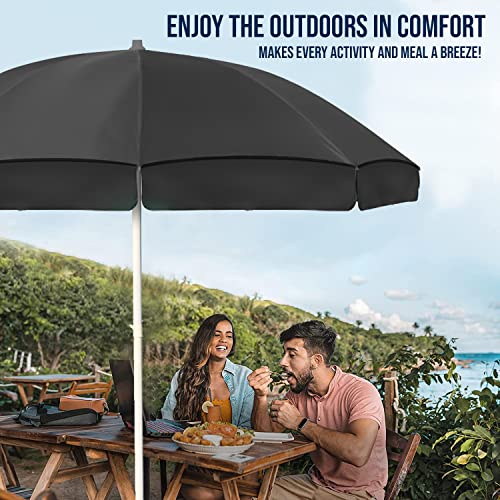 Image of OUTO 6ft /36in Garden Outdoor Umbrella with Stand Foldable Big Size Heavy Duty Waterproof Rain & UV Sun Protection Patio for Balcony Shedding Cantilever & Lawn (6 Feet /36 Inch Rib Arm, Black)