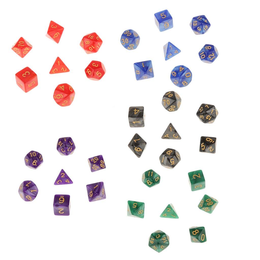 ZOOMELLA 7X Polyhedral Dice 16mm for Dungeons and Dragons DND MTG Table Games Red 3