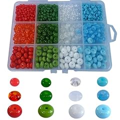 Abacus shape glass beads: 3 sizes,White/Blue/Green/Orange