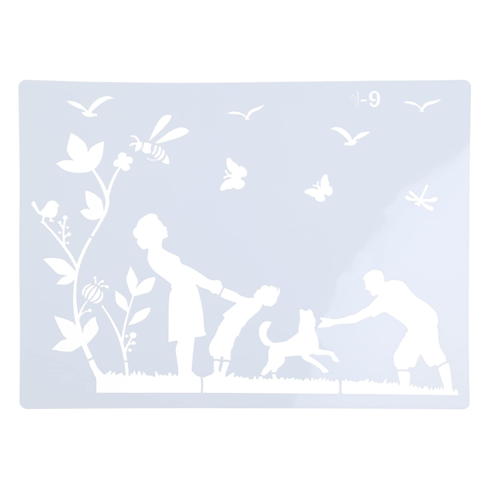 Lot de 9 pochoirs de peinture multifonctionnels flexibles pour meubles, murs, tissus, projets artistiques réutilisables pour enfants, adolescents, adultes, journaux d'artistes