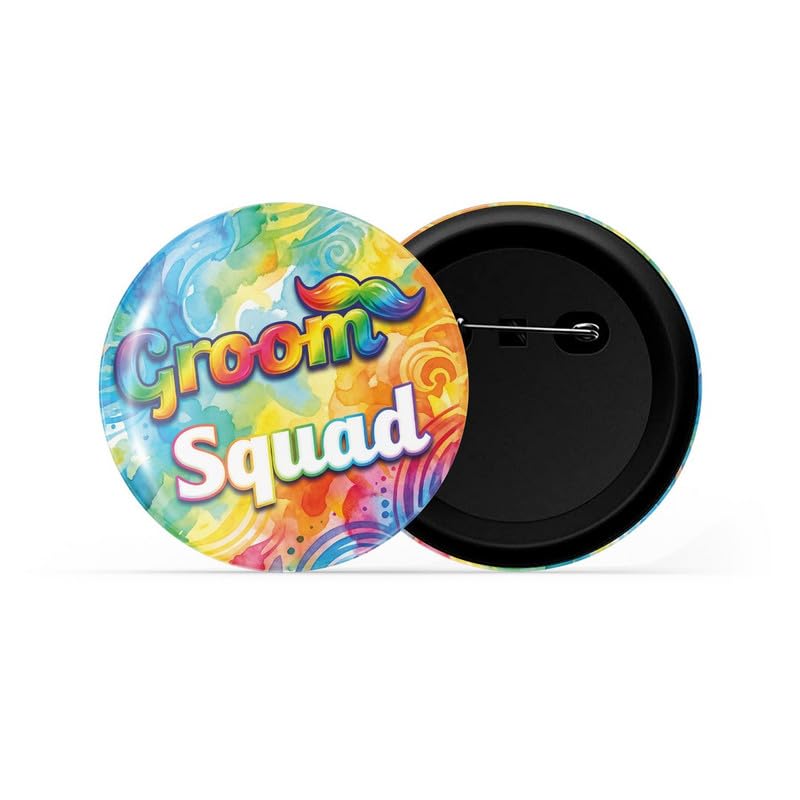 Image of dhcrafts Pin Badges Black Color Groom Squad Glossy Finish Design Pack of 1