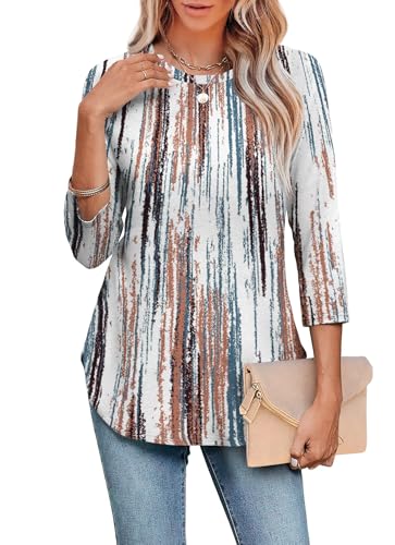 WIHOLL 3/4 Length Sleeve Womens Tops Summer Basic Business Casual Blouses 2025 Fashion4