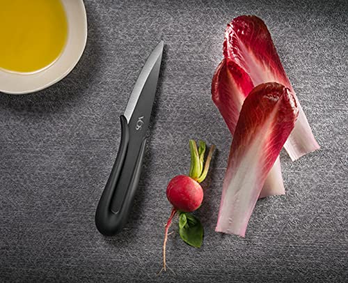 Vos Ceramic Knife Set With Covers 2 Pcs - 5" Santoku Knife, 3" Paring Knife And 2 Black Covers - Advanced Kitchen Knives For Cutting, Chopping, Slicing, Dicing With Ergonomic Unique Handles #TOP6
