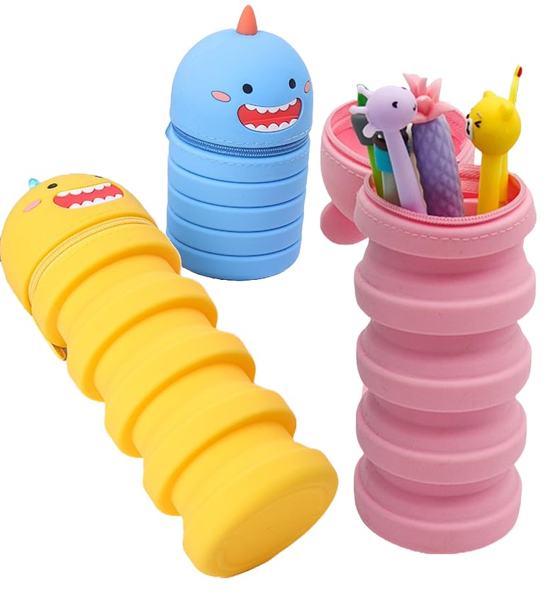 Tnglov Foldable Silicone Student Pencil case | Siliconce Expandable Cute Stationery Pen Pencil Holder Zipper Bag | Multipurpose Portable Makeup Pouch Organizer Cute Silicone Telescopic Pencil Case (B0D94KGJX3) Amazon Price History, Amazon Price Tracker