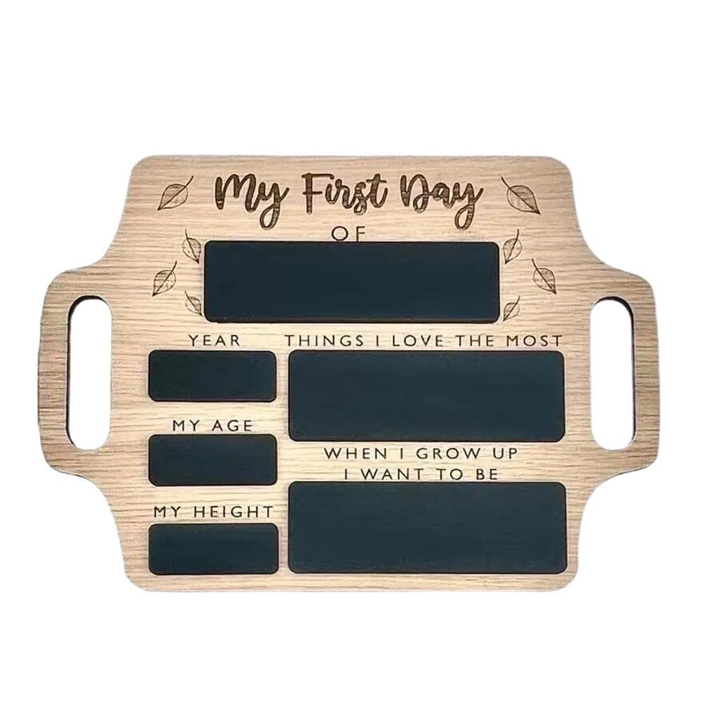 Eleqldwen First Day of School Sign, Reusable Memory Photo Board with Handles for Starting Nursery Preschool