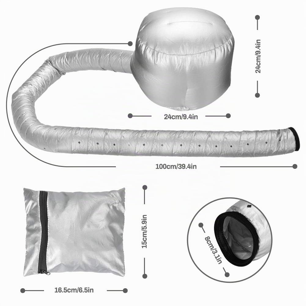 Casco per asciugatura cuffia asciugacapelli, Welltop cuffia termica per capelliper capelli regolabile a mano libera Utilizzato per asciugatura, acconciatura, arricciatura (Argento)