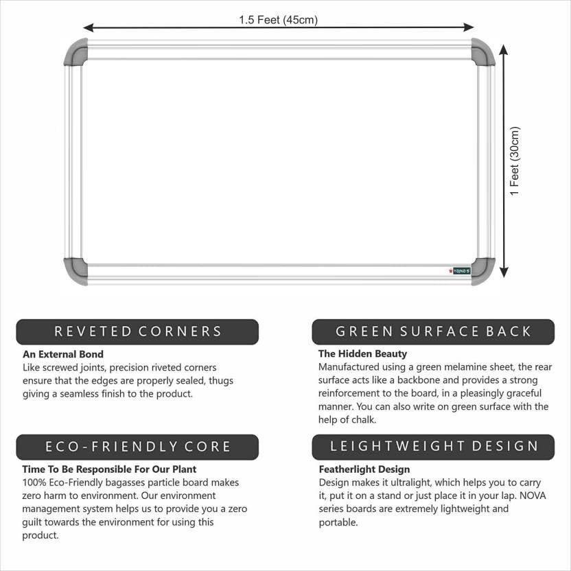 Image of Non-Magnetic 1X1.5 Feet Double Sided White Board & Chalkboard Both Side Writing Boards, One Side Whiteboard Marker & Back Side Chalkboard Surface - Set of 1 Piece