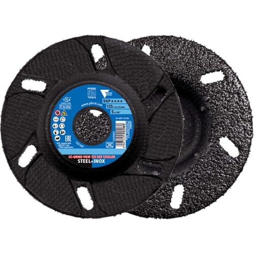 PFERD TOOLS CC-GRIND VIEW - 10x CC-GRIND VIEW Schleifscheiben 125x22,23 mm Speziallinie SGP STEELOX für Stahl/Edelstahl, 64196126 - Hochleistungs-Schleifscheibe für aggressives Schleifen