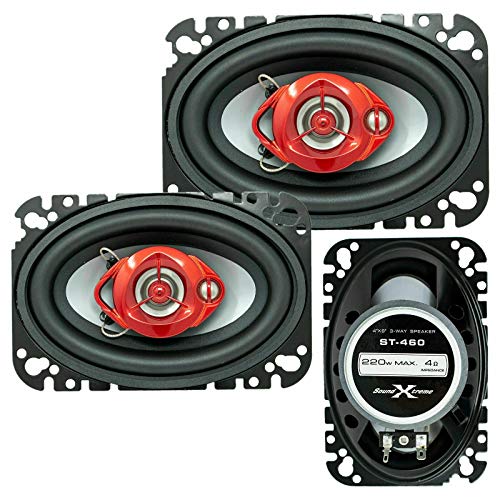 Pair of SoundXtreme 4x6 in 3-Way 220 Watts Coaxial Car Speakers CEA Rated (2 Speakers)