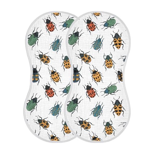 J JOYSAY Clored Cute Animal White Baby Burp Cloths for Boys Girls Large 22''x11'' Cotton 4 Layer Burping Cloths for Baby Spit Up one sizex2