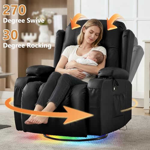 Sillón reclinable negro de cuero sintético miniatura 5