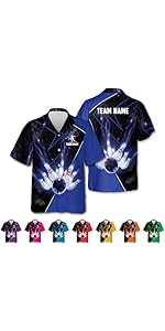Custom Bowling 3D Hawaiian Shirt Personalized Funny Team Bowling Short Sleeve Button-Down Tropica...