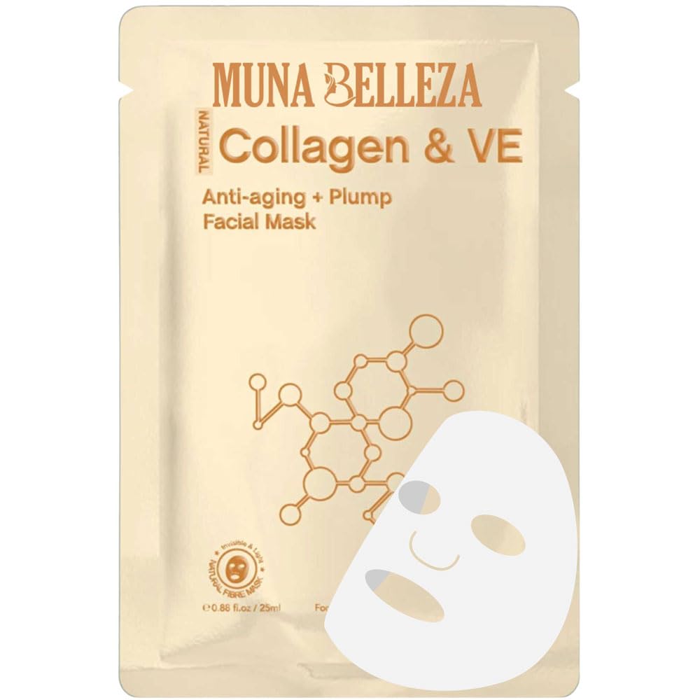 Collagen & Vitamin E Mask Sheet with Centella Asiatica - Anti-Aging, Plumping, Korean Skincare for All Skin Types, 25ml