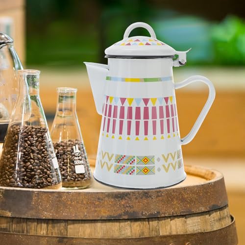 Cafetera esmaltada de 0.8l con mango cómodo y un diseño étnico elegante 8
