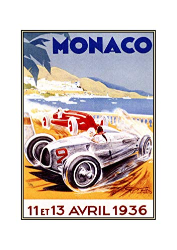 Spiffing Prints Poster Monaco 1936 Racing Petit Mat Affiche encadrée