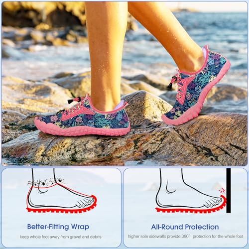 Image of Built-in Heel Grips Water Shoes for Kids Girls Boys Hiking Wide Barefoot Swim Beach Pool Big Kid