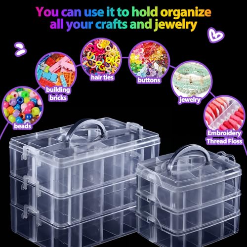 Funtopia Bead Organizer, 2 Pack Craft Storage with Removable Dividers, Clear 3-Tier Plastic Organizer Box, Small Parts Organizers for Jewelry, Art, DIY Crafts, Kids Toys, Small Items by Funtopia - Image 3