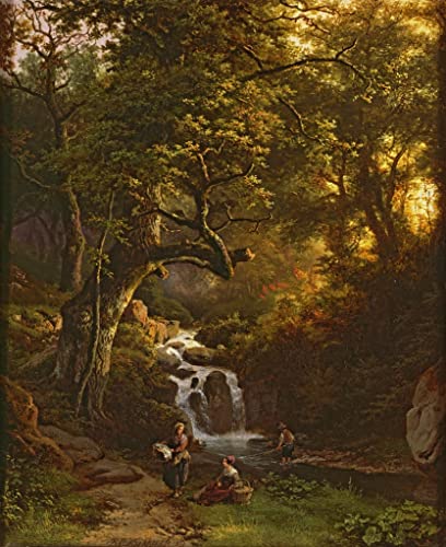 Pintura mural decorativa sobre lienzo de 60x90cm: arte de paisaje boscoso para salón