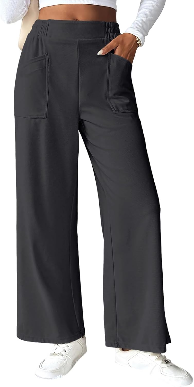 EVALESS Womens Baggy Wide Leg Pants Casual Elastic Waisted Palazzo Harem Pant with Pockets - Image 2