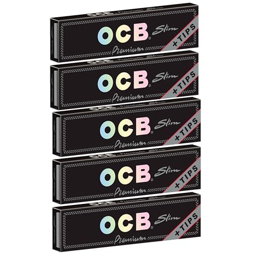 OCB Premium Slim + Consejos de Filtro - Rollo de papel King Size, 5 folletos
